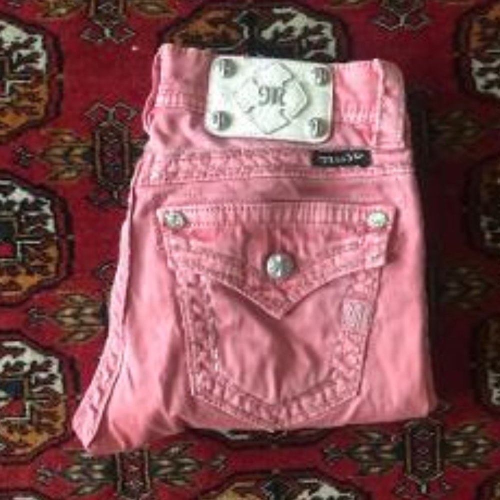 MISS ME Shimmer Silver Detail Rhinestone Jeans